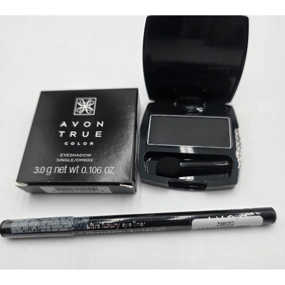 Avon True Color Eyeshadow Blackest Black & Ultra Luxury Eye Liner Eggplant Set